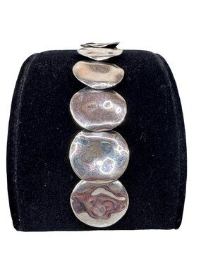 Vintage Joseph Esposito ESPO Sterling Silver 925 Hammered Discs 8” Bracelet MCM